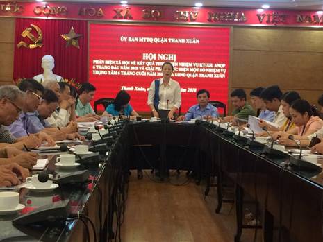 Thanh Xuân tổ chức hội nghị phản biện xã hội về dự thảo báo cáo kết quả thực hiện nhiệm vụ KT-XH, AN-QP 6 tháng đầu năm 2018